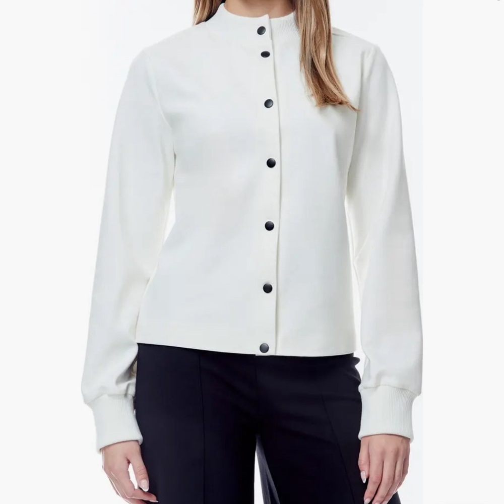 NEW white bomber ponte jacket sz S